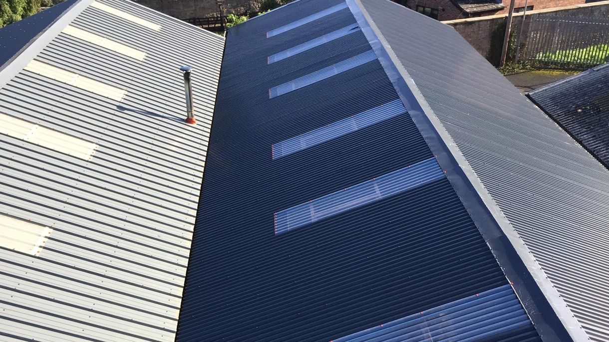 A metal roof that has been fitted for a customer